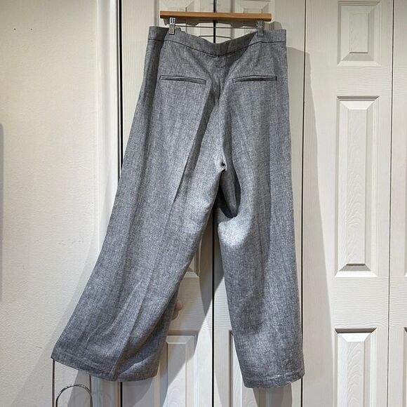 NWT H&M Gray Melange Drapey Creased High Waisted Wide Leg Trouser Dress Pants 16 - Picture 5 of 12